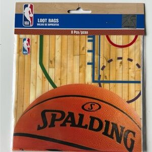 Official NBA Game Ball Spalding Basketball Favor Loot Bags, 8 pc
